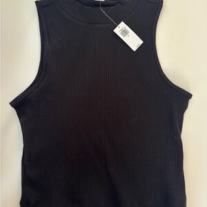 Black Sleeveless Ribbed Top